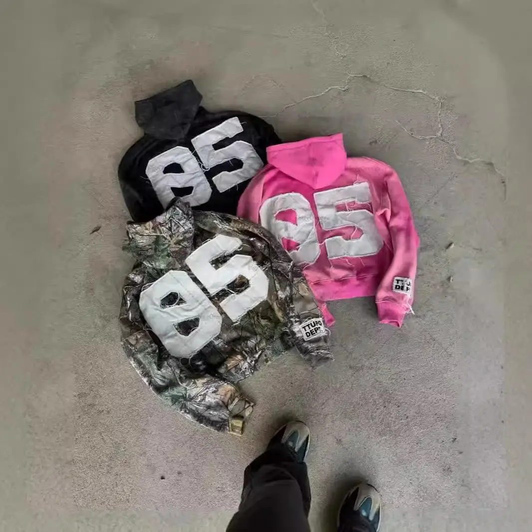 스트리트 슬레 커플 후디 Y2K 레트로 아메리칸 카모플라주 프린트 지퍼 재킷 롱 슬리브 폴리에스터 섬유 오픈 카디건