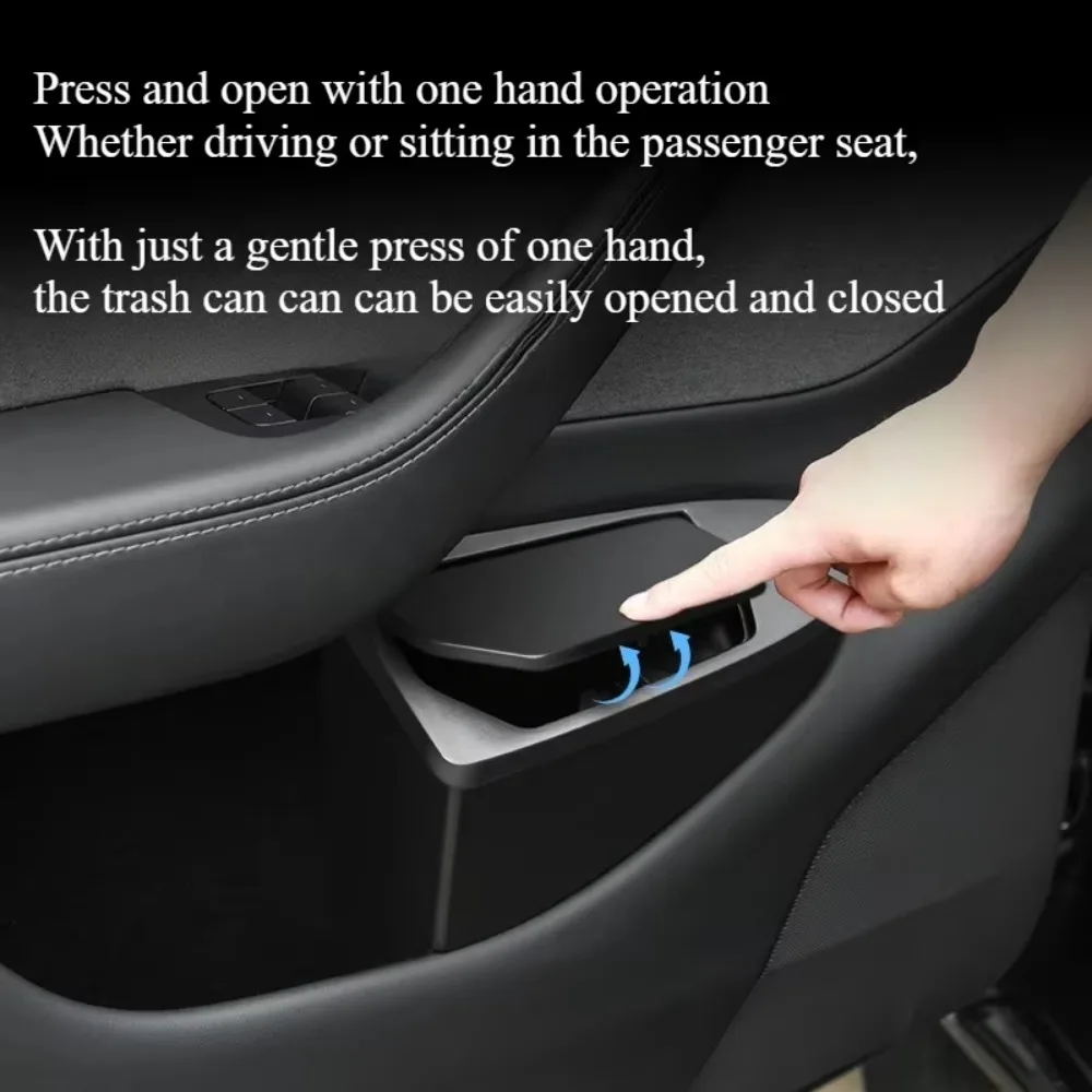 Multi‑Functional Front Door Storage Box Trash Can Organizer For Tesla Model Y YL Juniper 2025 Car Door Interior Accessories