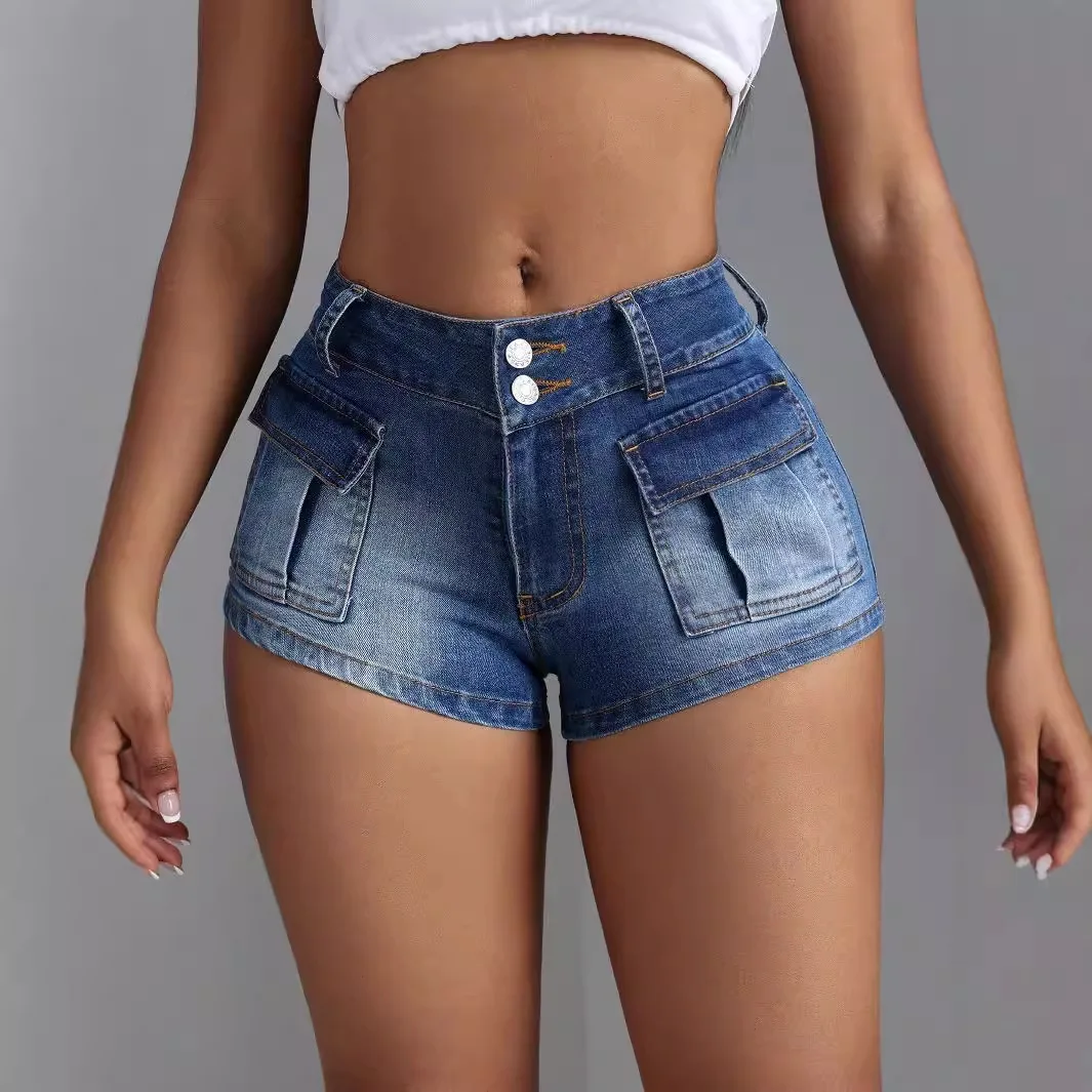 

Women Denim Cargo Shorts for Women Wide Leg Knee Length Slim Fit Kpop Japanese Summer Jeans Shorts Streetwear