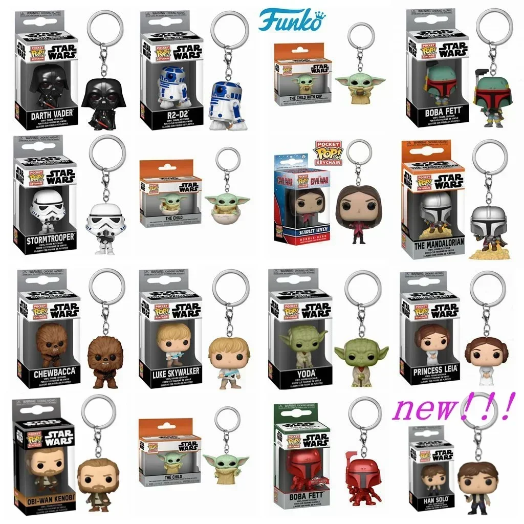 18 styles FUNKO POP Star Wars HAN SOLO  OBI-WAN KENOBI Luke Chubacca R2-D2 Robot Darth Vader Stromtrooper Yoda Keychain Toys