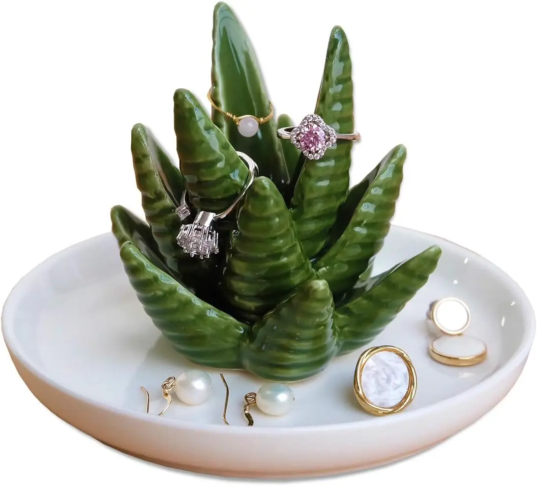 

Cactus Ring Dish Jewelry Holder Organizer for Rings Earrings Necklace, Perfect Gift for Women Girls