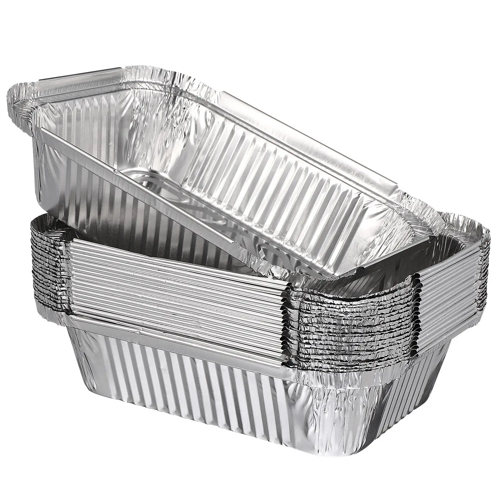 20Pc Disposable Foil Pans Square Aluminium Foil Baking Pan Food Container For Cook Baking Heating BBQ Tray Non-Stick Packing Box