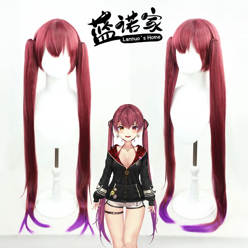 Hololive Houshou Marine Cosplay Wig Anime Game Role-playing Synthetic Hair Halloween Party Costumes Props