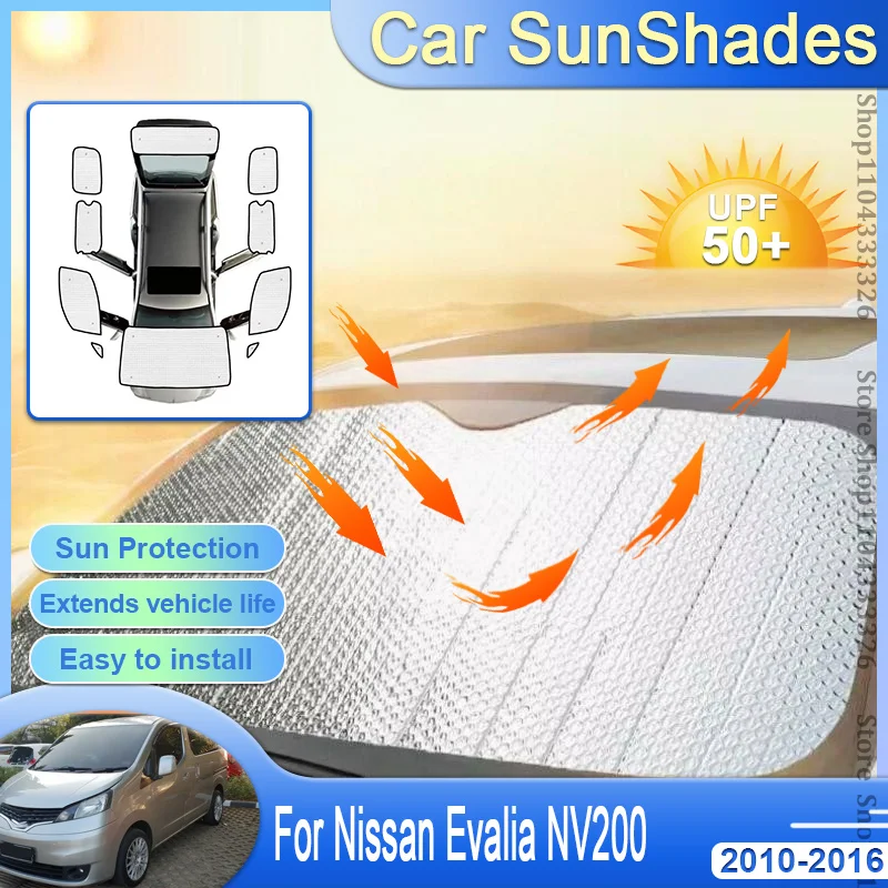 For NV200 Nissan Evalia Vanette 2010-2016 Car Sunshades Windshield Visor Full Windows  Auto Accessories Sun Protection Anti UV