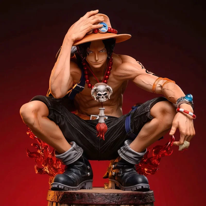 

Pvc Anime Action Figures Monkey D. Luffy Wine Barrel Squatting Flame Model Toys Collectible Decorate In Stock