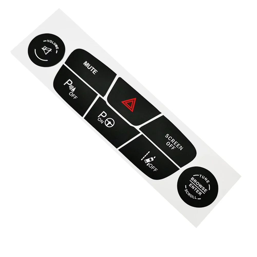 Vinyl Button Repair Sticker for Jeep Compass 2017-2021 AC Reversing Function Black Background White Character Design