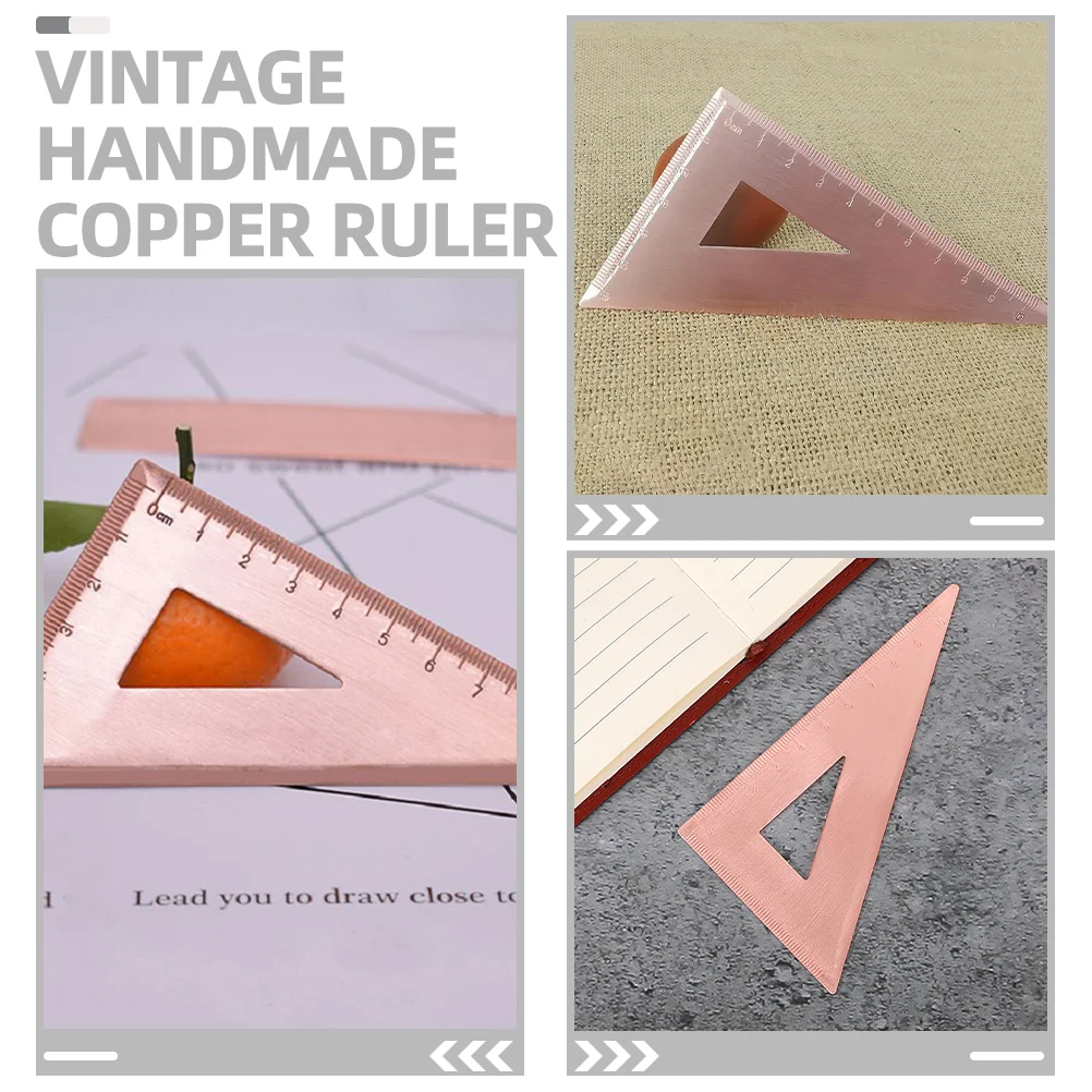 Triangular Plate Feet Copper Ruler Office Multipurpose Engineering Scale Layout Tools