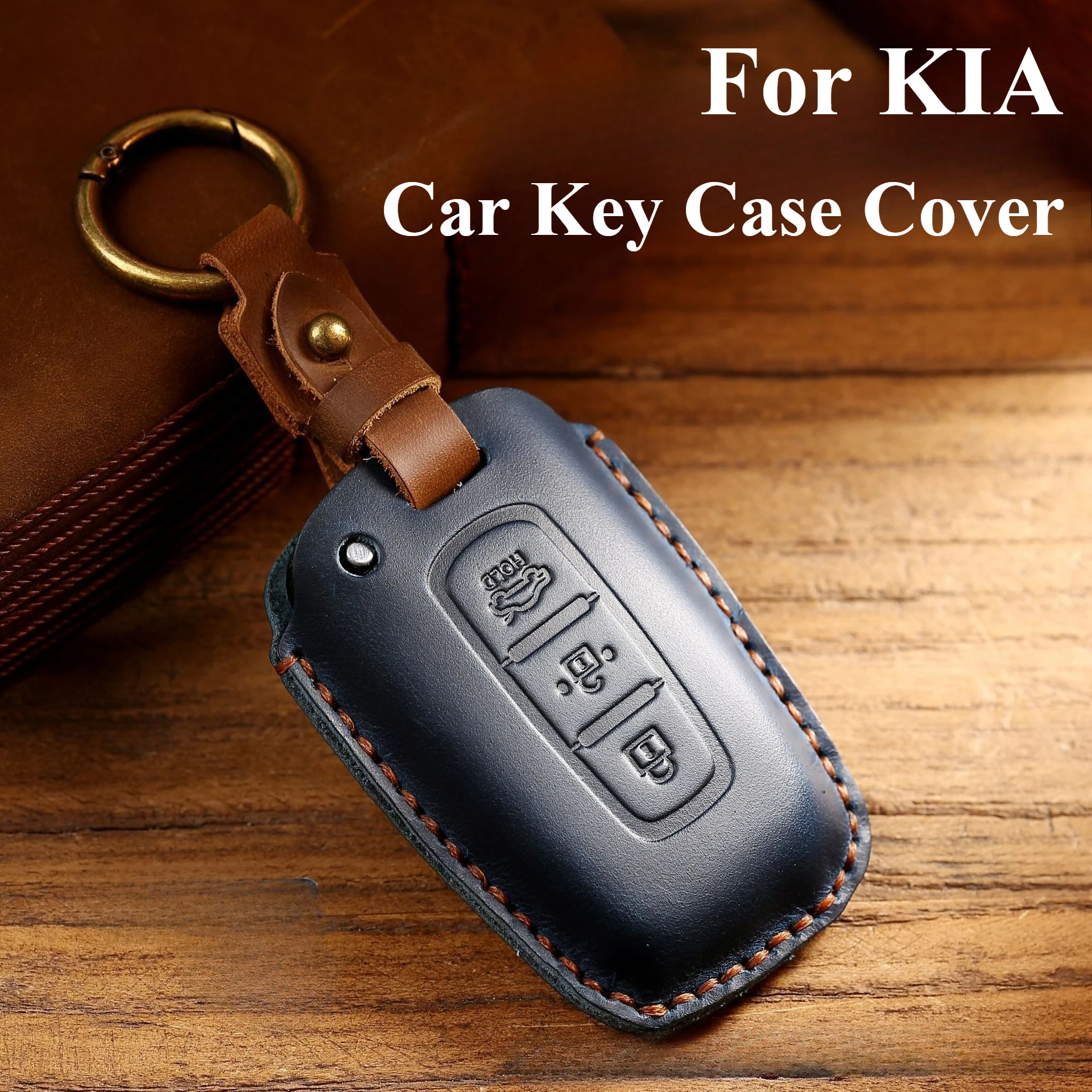 

Leather Car Key Case Cover Holder Fob Keychain For Hyundai IX35 Elantra Sonata 8 9 For Kia Sportage K5 K2 Sorento Optima Forte