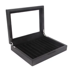 Wood Display Storage Pen Box, 10 Pens Capacity, Fountain Pen Collector Organizer Gift Box Black