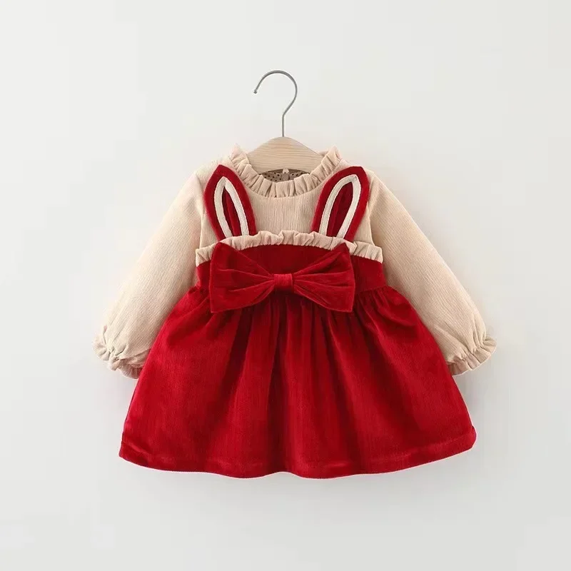 

Christmas Dress for Girls Children Clothes Newborns Girl Autumn Infants Corduroy Rabbit Eid Dresses Kid New Year Party One-Piece