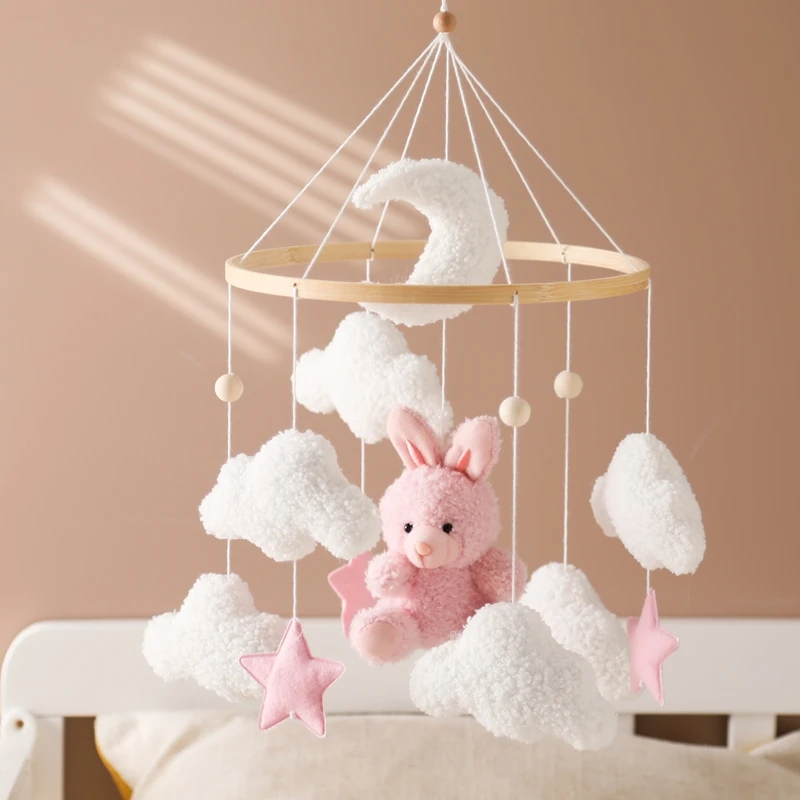 

Mobile for Crib Decor Baby Cartoon Pink Bunny Mobile for Bassinet Baby 0 12 Months Toys Wooden Rattle Bed Bell Crib Mobile Arm