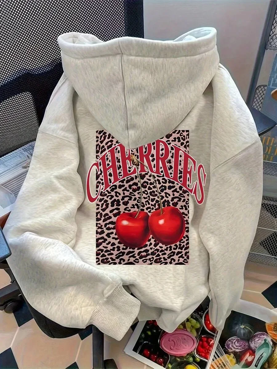 

Осенне-зимняя модная толстовка с капюшоном «Вишня» в стиле ретро — шикарная» — винтажная хлопковая толстовка, стильная мода — массивная толстовка