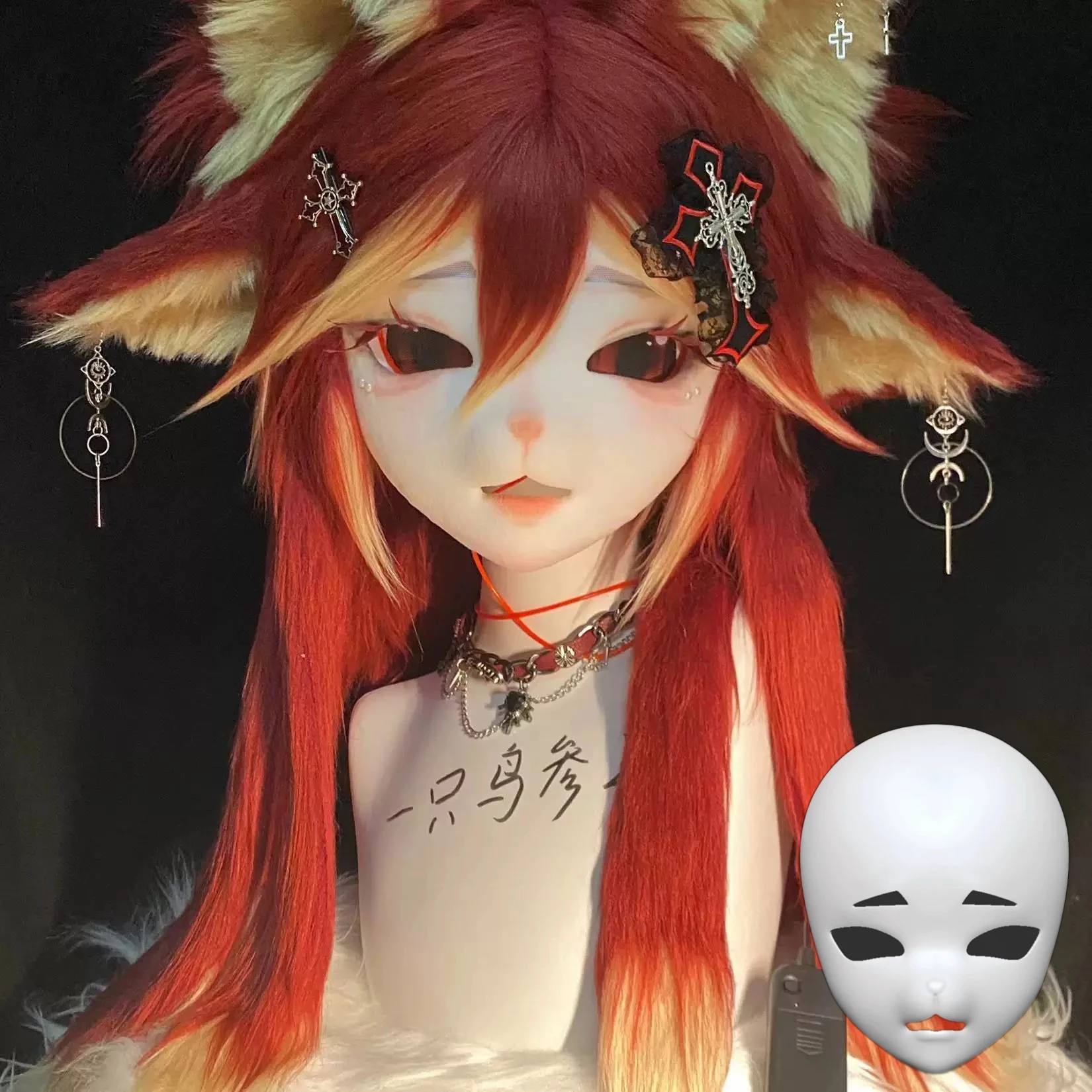 

Kigurumi Base Mask Fursuit Resin Kig Serie Beast Suit 3D printed Skull Furuit Costume DIY Accessories Frowning xiaodaimeng