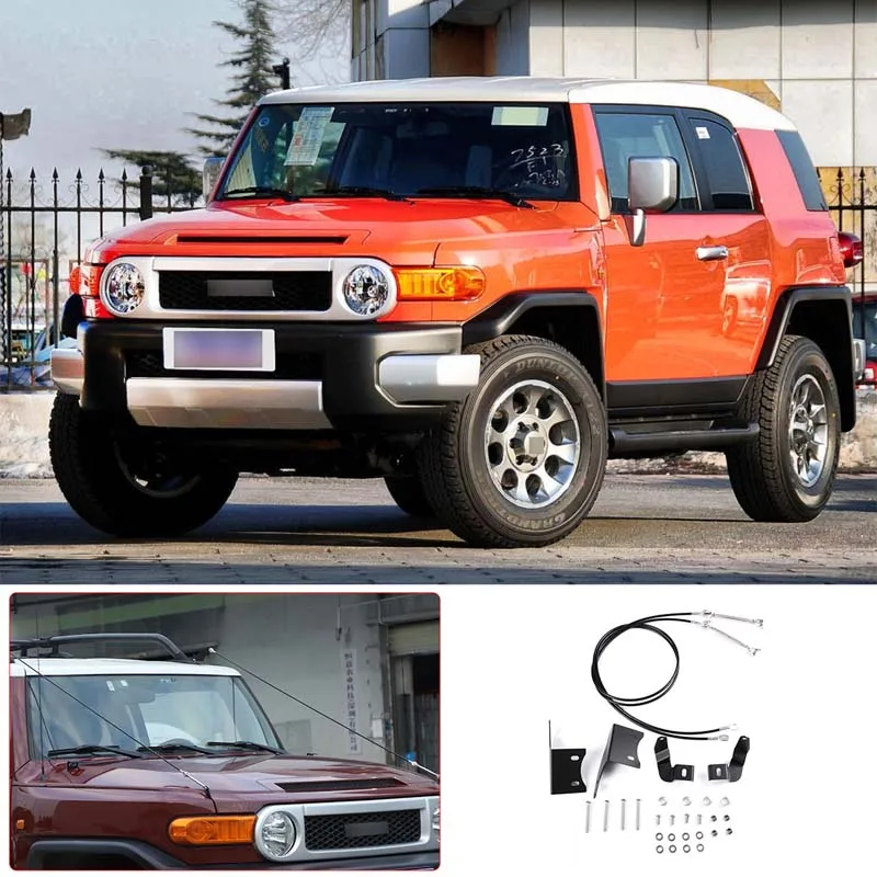 For Toyota FJ Cruiser 2007-2021 Front Hood Wire Rope Bracket Through The Jungle Protector Obstacle Eliminate Car Accessories