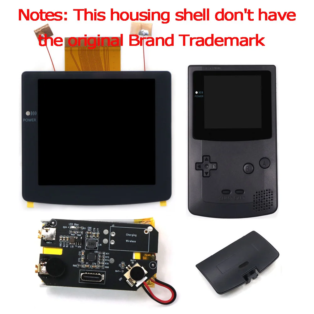 HISPEEDIDO 2,8" Laminierter IPS-LCD-Bildschirm mit Hintergrundbeleuchtung und USB-C-Aufladung, Desaturation für Gameboy Color GBC, ohne Löten