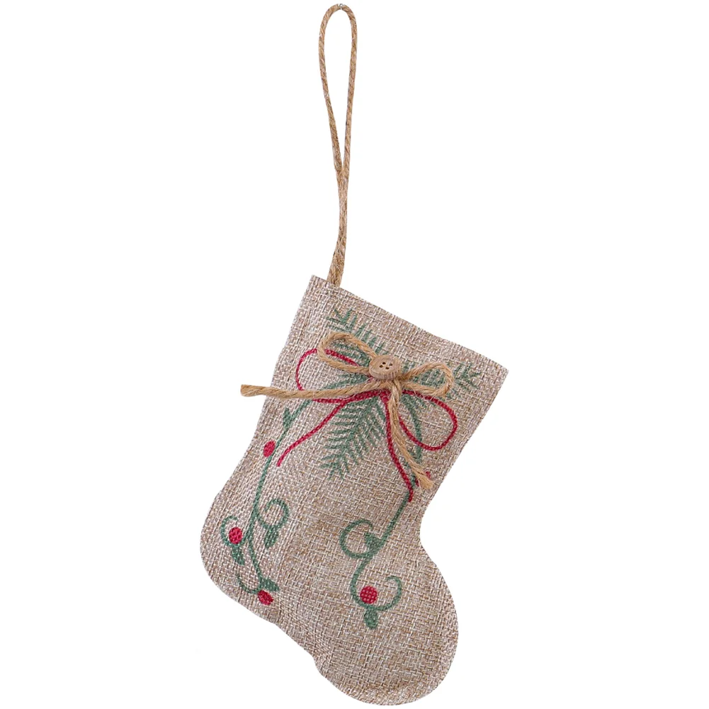 Black Burlap Christmas Ornaments 30x21cm For Five Pointed Star Stocking Ball Hanging Decor Rustic Farmhouse Style Lightweight