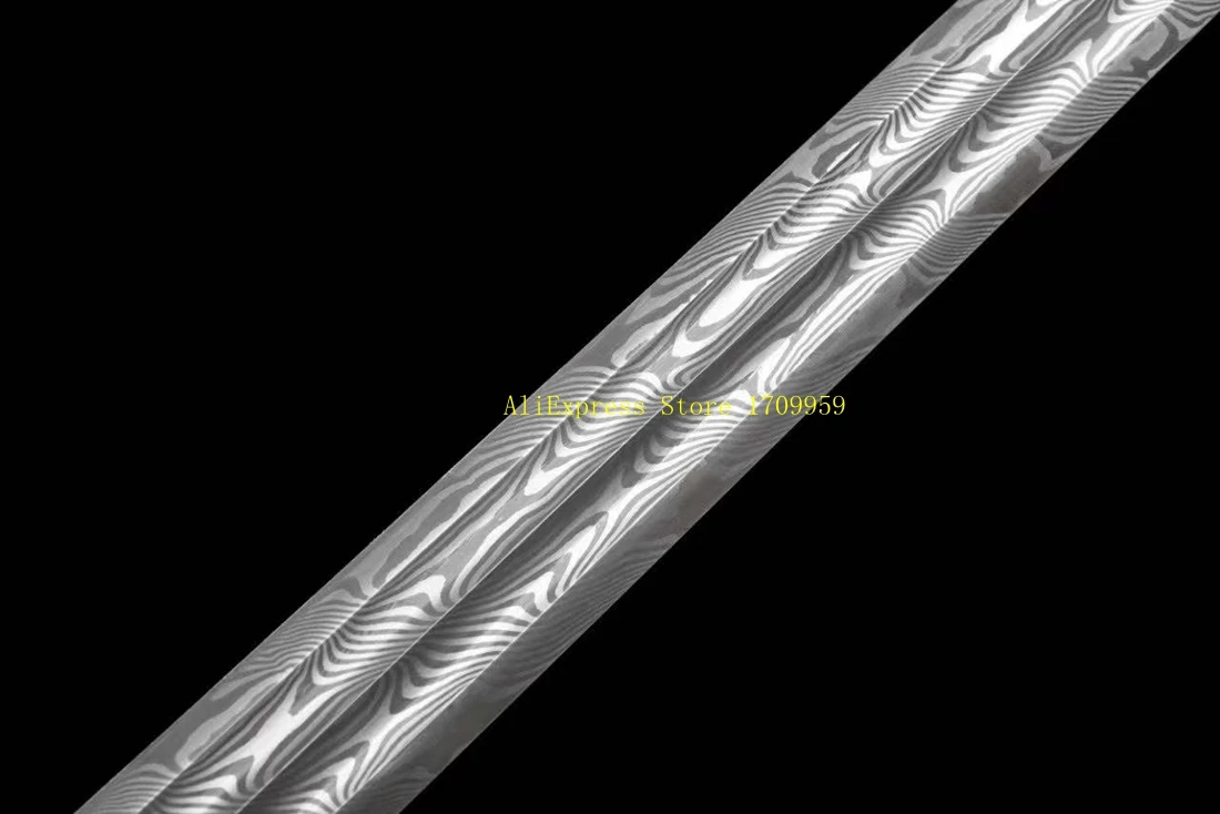 Functional Sword Chinese Folded High Carbon Damascus Steel Full Tang Handmade Blade Double Groove Battle Jian view 5