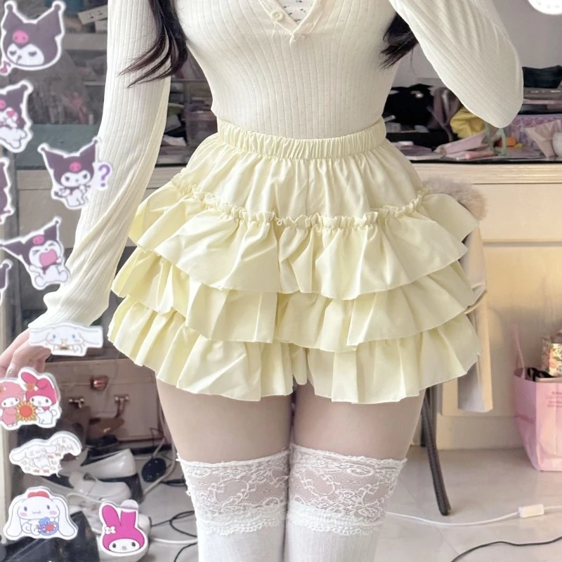 Summer 2000s Kawaii Sweet Cake Skirts Casual Sweet High Waist Y2k Mini Skirts Women Japanese Style Fashion Slim Shorts Hot Gilrs