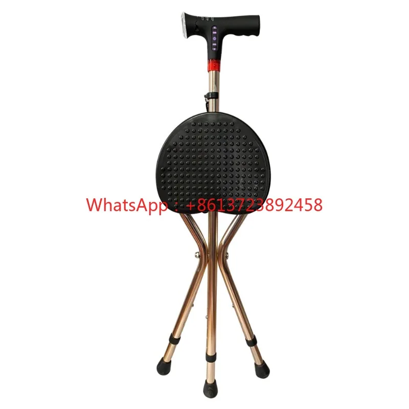 

Rehabilitation Device Folding Cane Chair with Radio and Alarm Foldable Multifunctional Crutches Aluminum