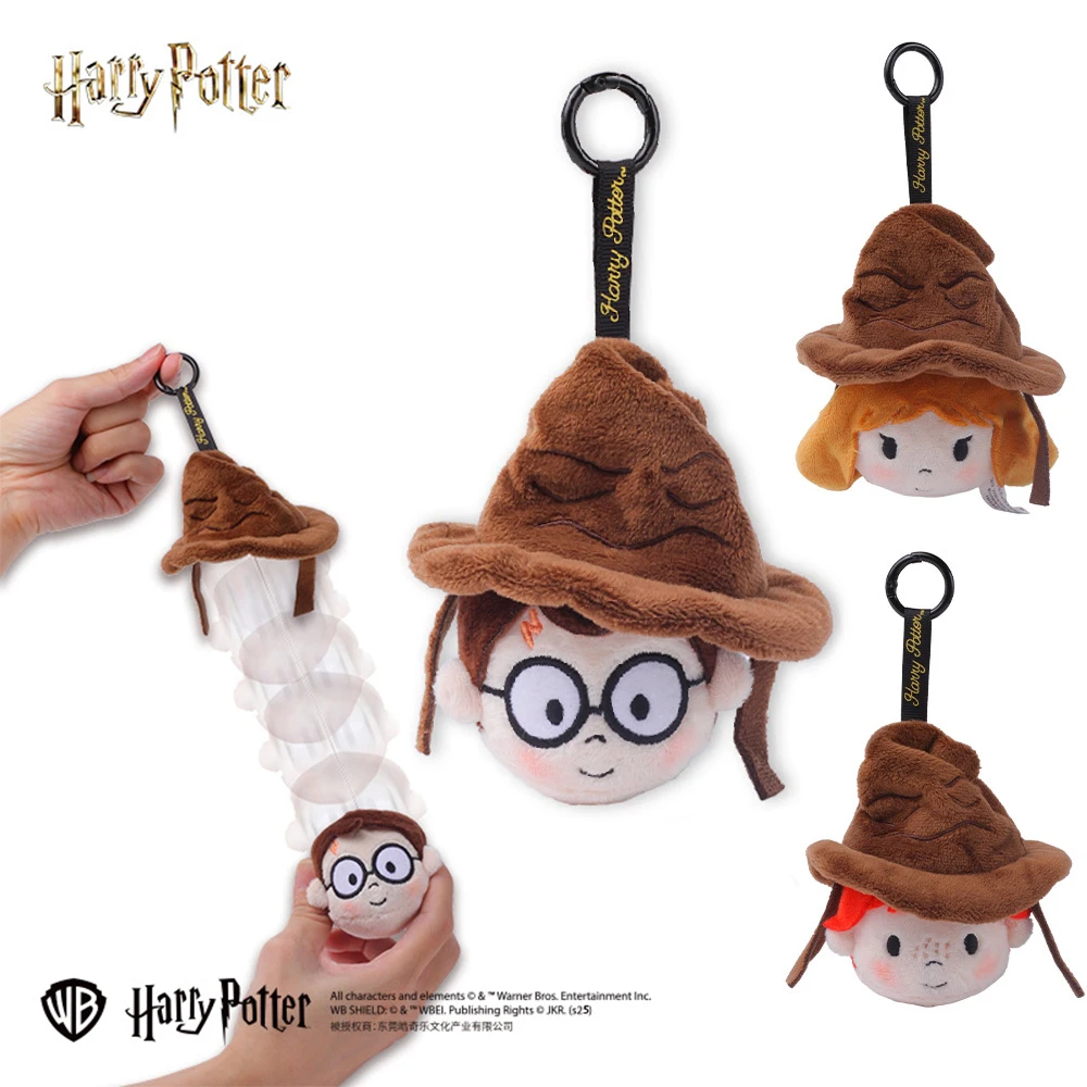 Echte Harry Potter Ron Hermelien Sorteerhoed Pluche Gevulde Pop Sleutelhanger Cartoon Rekbare Rebound Knuffels Speelgoed Accessoires