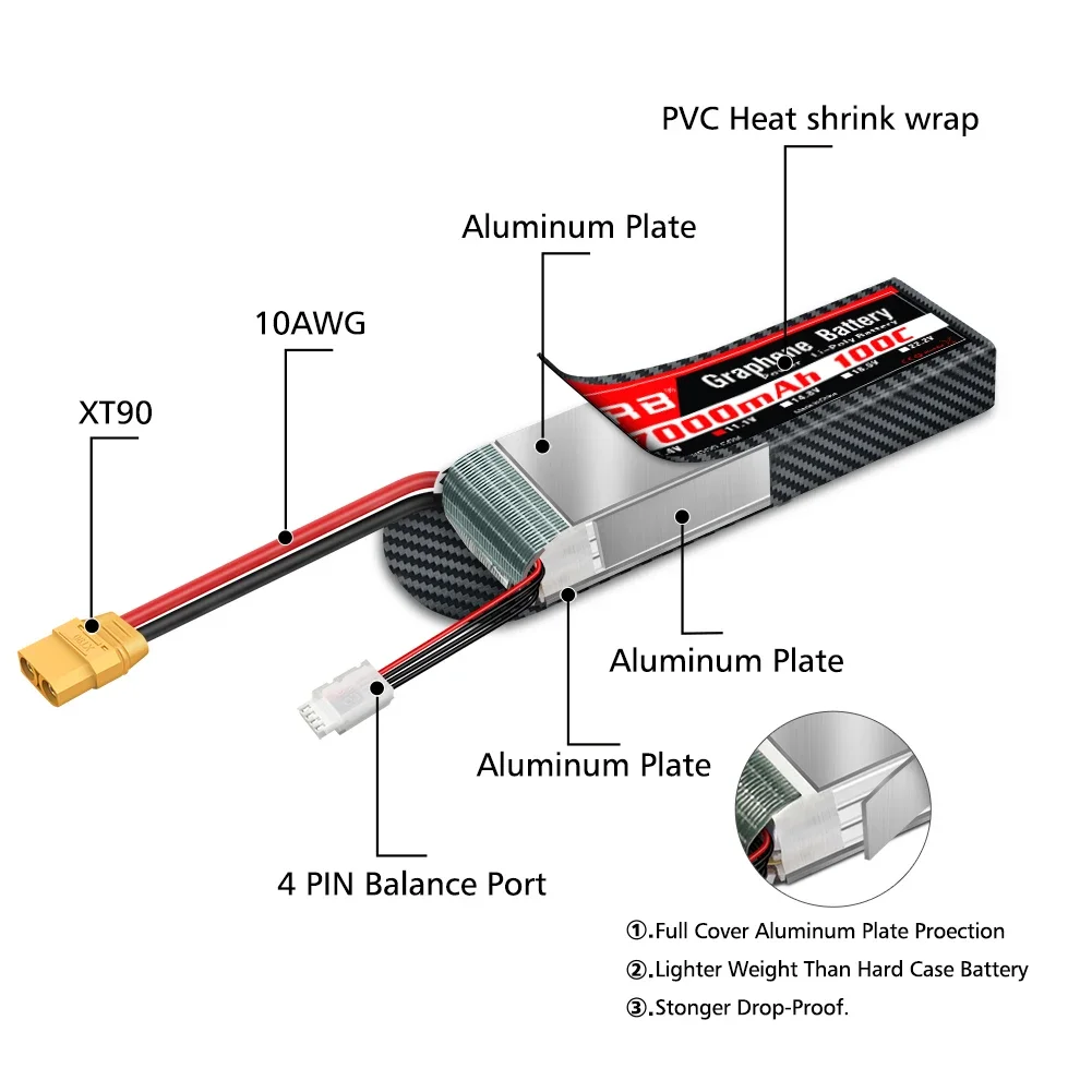 Akumulator grafenowy 2S 3S 4S 6S RC Lipo 3300mah 4000mah 5000mah 6000mah 7000mah 11.1V 14.8V 22.2V do drona samochodowego