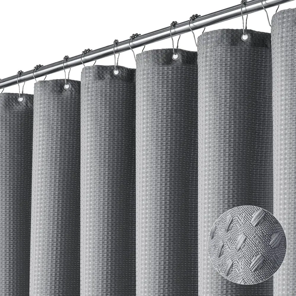 

Элитный прочный серый комплект штор для душа с 12 крючками, 72x72, текстура волнистого плетения