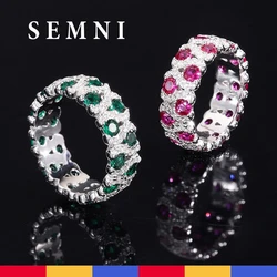 SEMNI 100% 925 Sterling Sliver 2.5mm Ruby Emerald Gem Ring for Women Grils White Gold Plated Love Promise Band