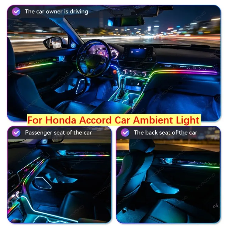 KYNCHO for honda Series Car Ambient Light Interior Kit Auto Interior Lighting 12V Symphony LED Decorative Lamp App Control
