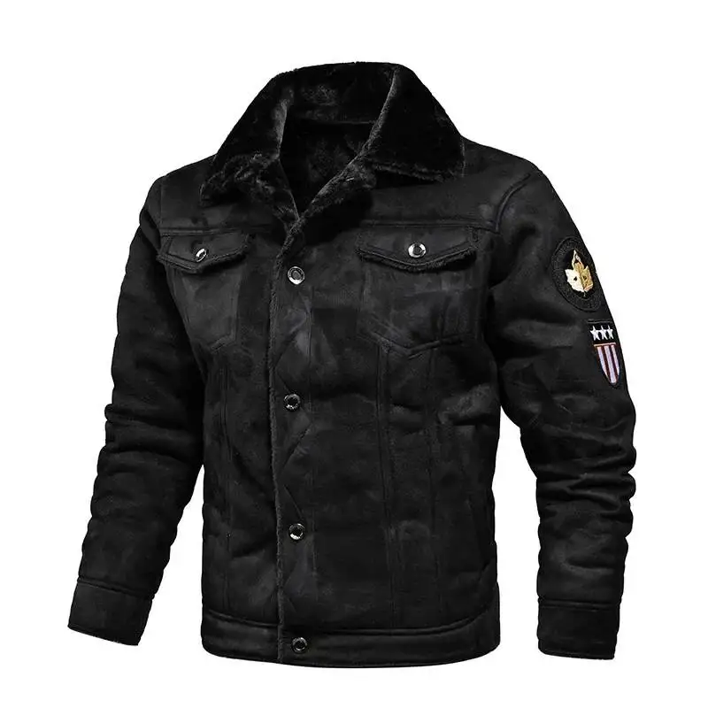 

Men's Leather One-Piece For Autumn And Winter 2026. Fashionable Fleece-Lined Fur Workwear Casual Jacket Coat.