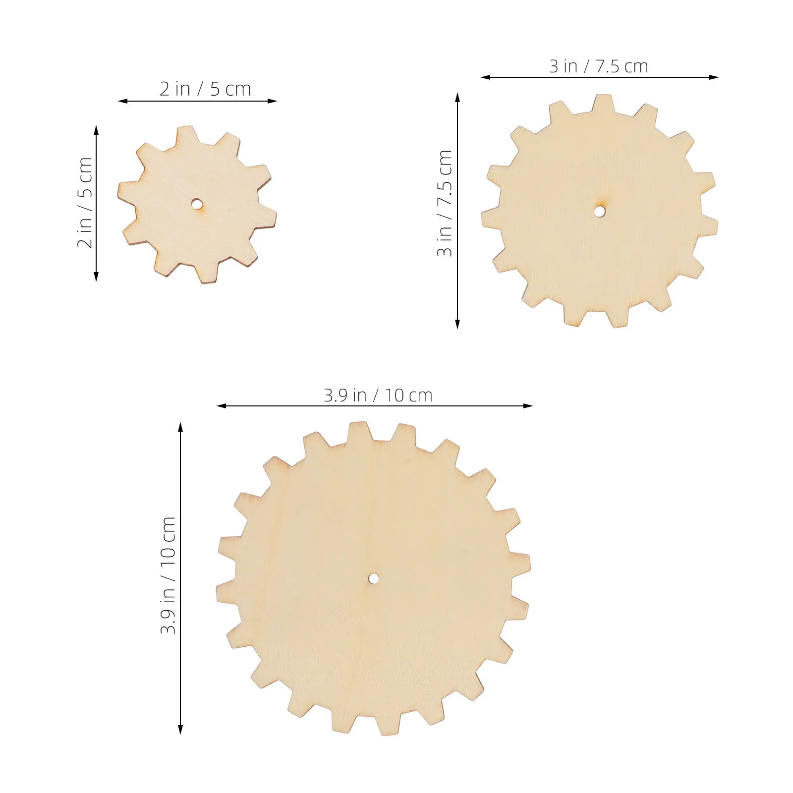 15Pcs Wooden Gear Pieces Unfinished Wood Slices DIY Craft Wood Chips Creative Painting Crafts Gear Adorns for Kids Learning
