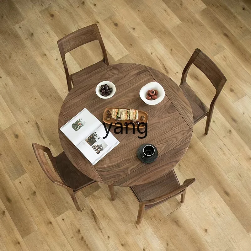 LH solid wood small apartment square table household foldable round table retractable table