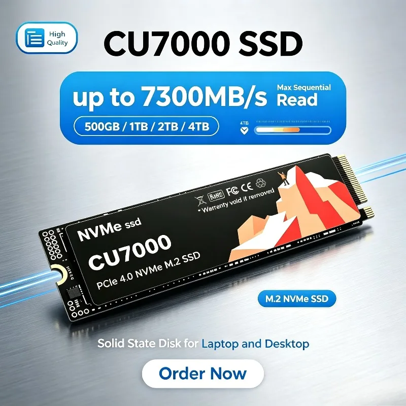 CU7000 500GB-4TB SSD M.2 NVMe, up to 7300MB/s, Solid State Hard Disk Drive for Laptop Desktop PC Systems.