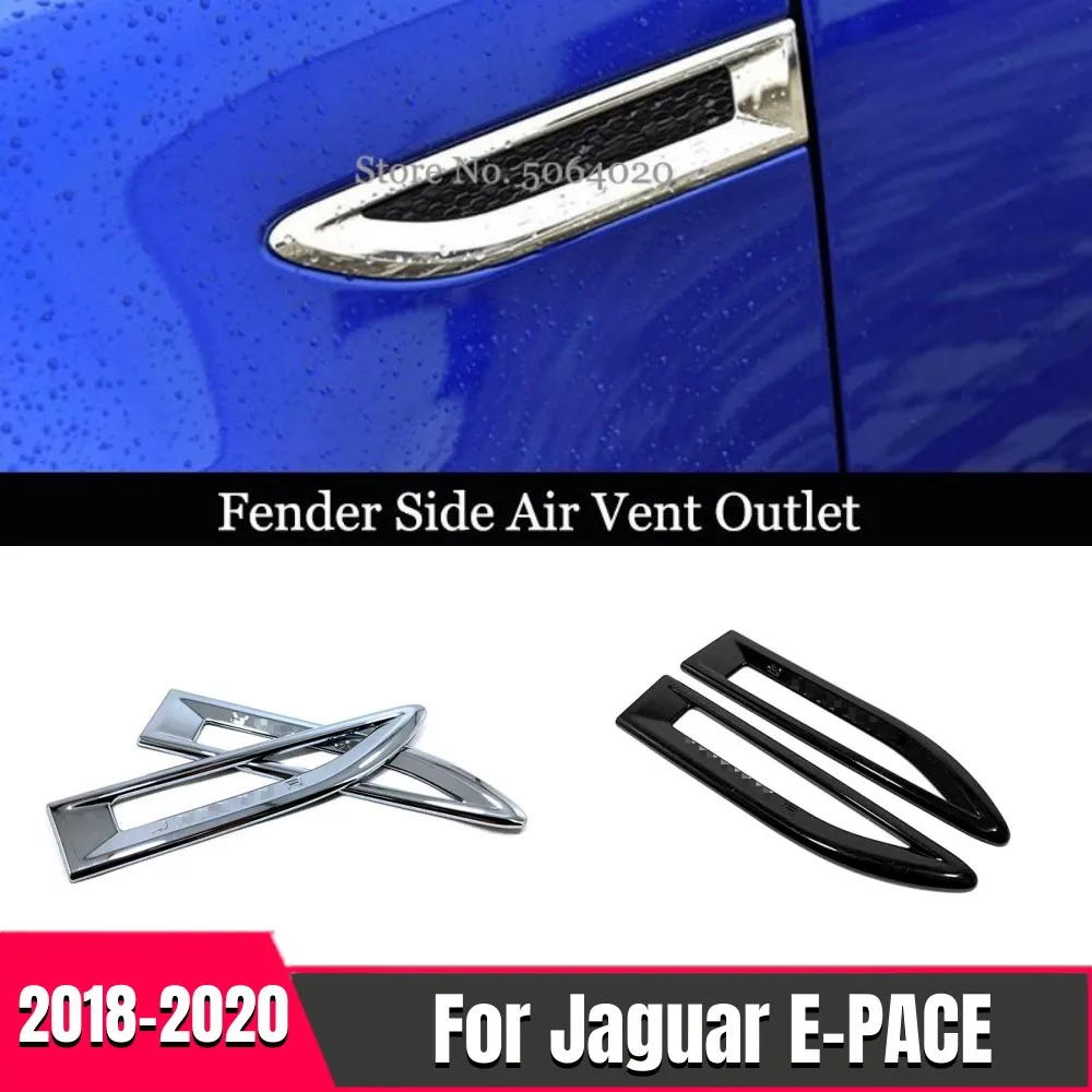 

ABS Chrome For Jaguar E-PACE 2018 2019 2020 accessories Car Fender Side Air Vent Outlet Cover Trim Sticker Car Styling 2pcs