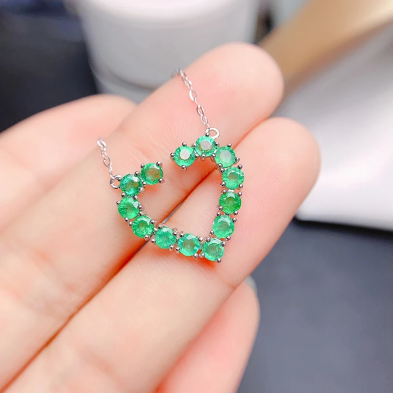 Natural emerald pendant necklace for women silver 925 jewelry luxury gem stones 18k gold plated free shiping items