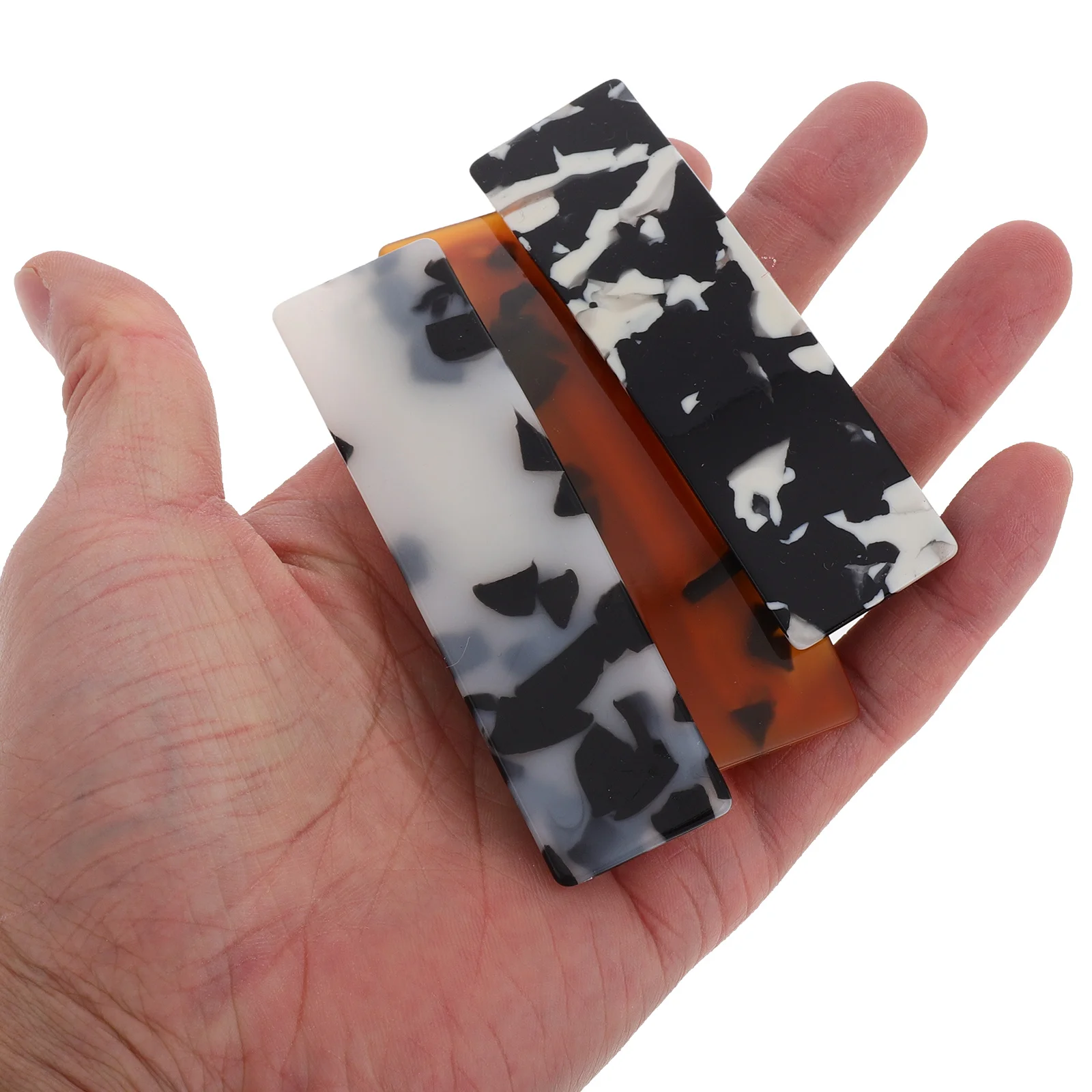 

3 Pcs Acetate Square Spring Hair Clips Women Fun Leopard Multiple Colors Thick Hair Styling Accessories Wedding Party Everyday