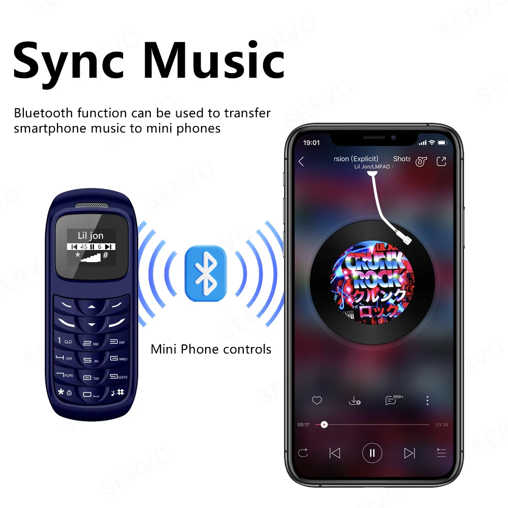 SERVO BM70 2G GSM Mini Mobile Phone Dual SIM Card Auto Call Record Bluetooth Call Blacklist Magic Voice Mini Portable Cellphone