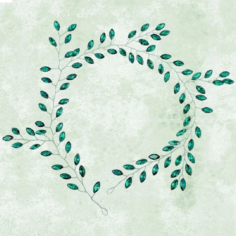 Роскошная женская свадебная повязка на голову с зелеными кристаллами, свадебные аксессуары для волос ручной работы, головной убор, модный головной убор для невесты со стразами