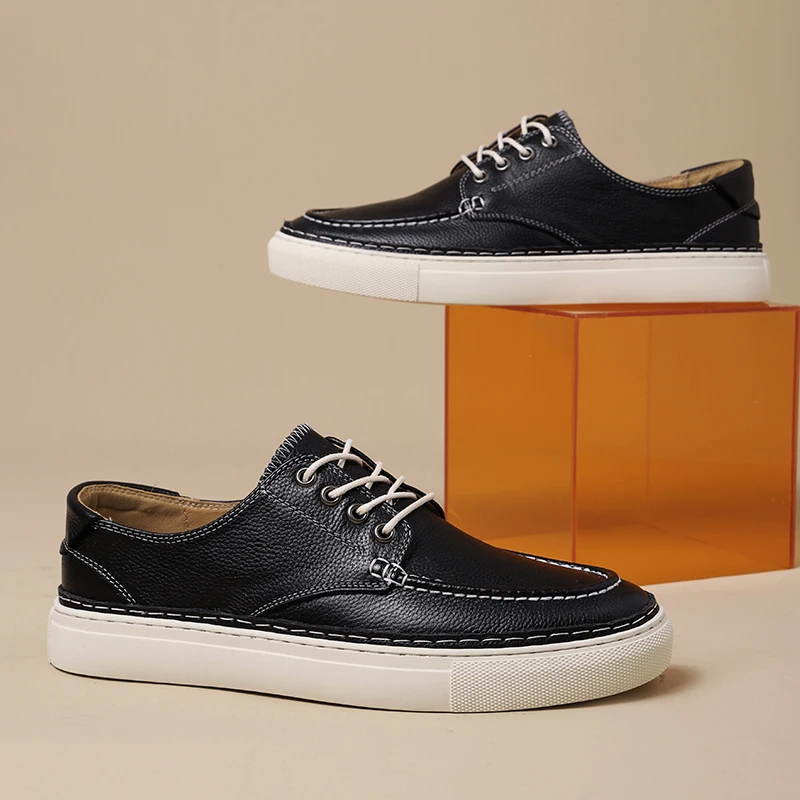

New Men's Low cut Driving Shoes Retro Versatile Trendy Casual Leather Shoes 250523