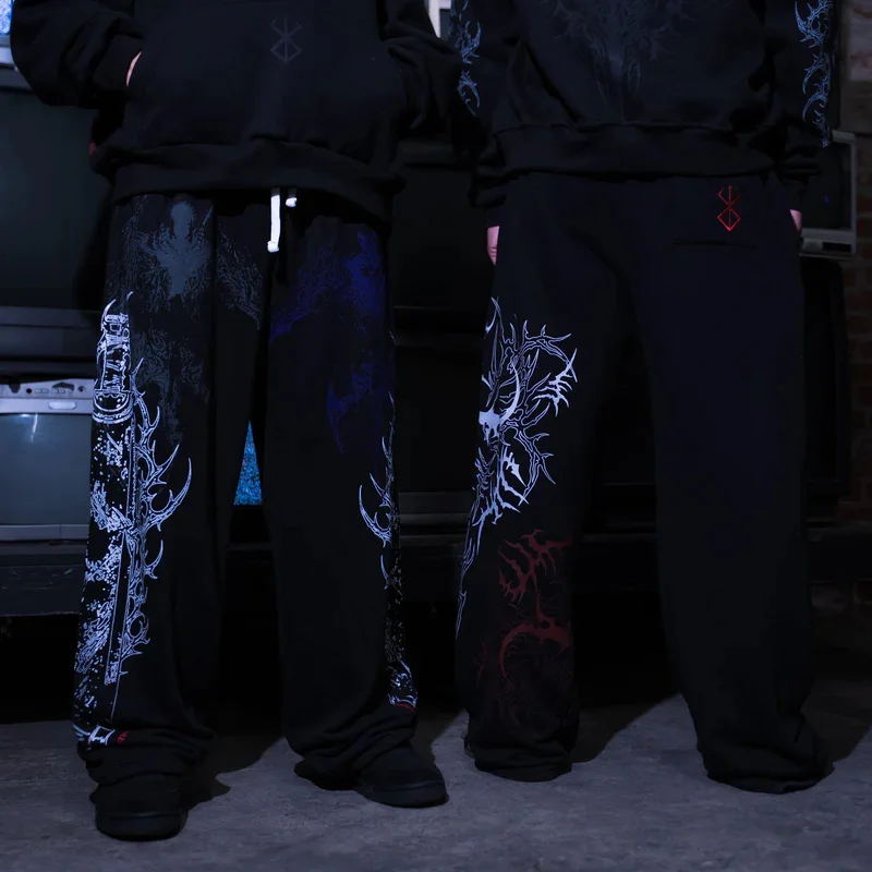 

Gothic Unisex Streetwear Gym Pants Men Women Casual Drawstring Loose Fit Workout Wide Leg Trousers Jogger Fitness Long Pants