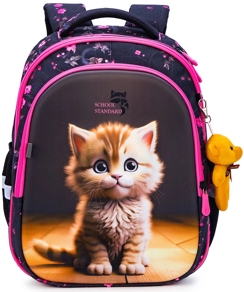 Orthopedic School Bags For Girls Cartoon Cat 3D Folded Backpacks Girl Waterproof Children School Bag Kids Mochila Escolar