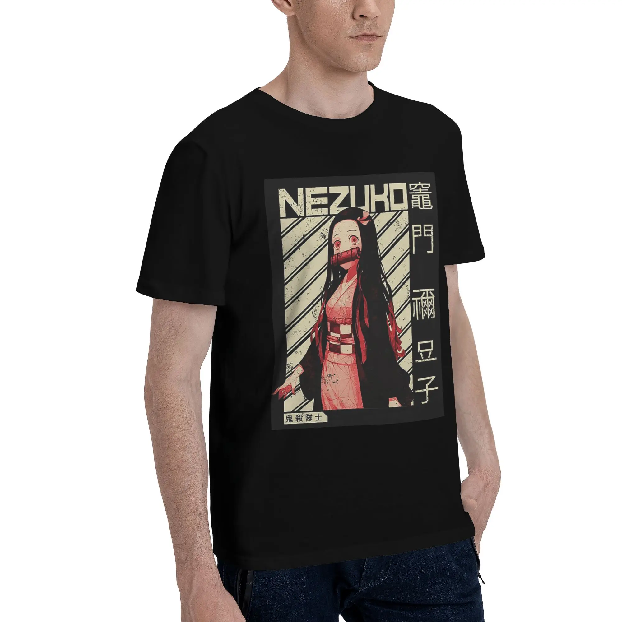 

Nezuko Kimono Demon Slayer Kimetsu No Yaiba аниме мужская футболка больших размеров мужские хлопковые футболки с круглым вырезом короткие летние мужские