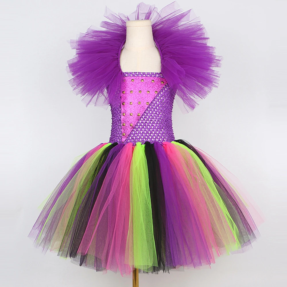 Descendants 3 Mal Costumes for Girls Carnival Halloween Fancy Tutu Dress for Kids Birthday Party Clothes Purple Cool Girl Outfit