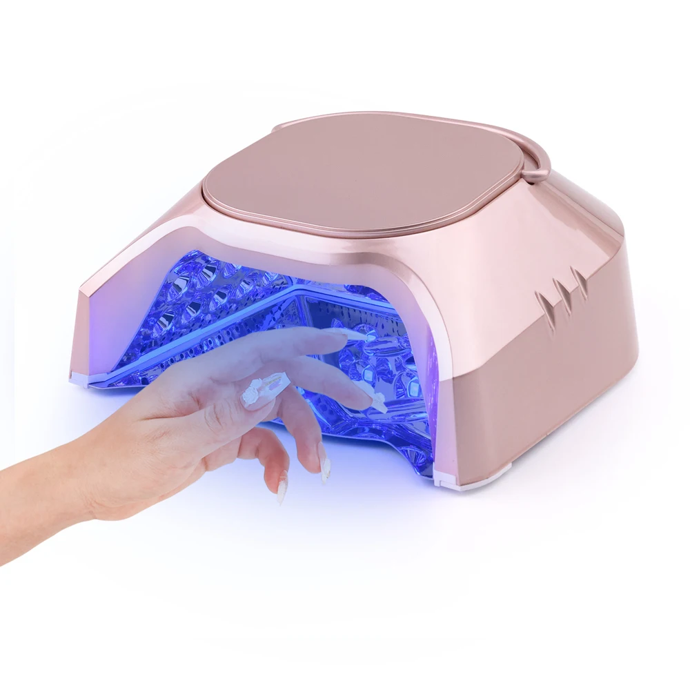 

Hot Sale Rose Gold Nail Dryer UV Led Gel Nail Lamp for Salon Manicure 86W Pro Cure Wireless Dual Light Rechargeable