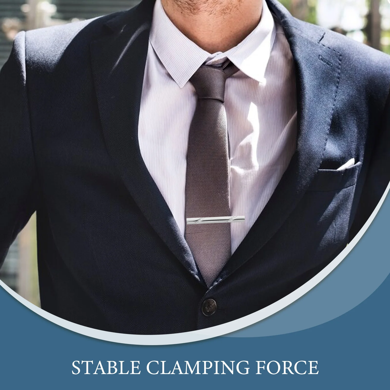 3 قطعة مشبك لامع منحوتة الأزهار محفورة لامعة مشبك ربطة عنق معدني الرجال الفضة مصقول ربطة العنق دبوس الأعمال الرسمية إكسسوار زفاف #5