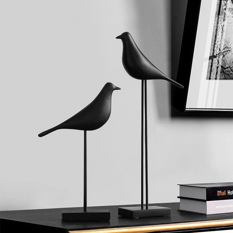 

Modern minimalist black and white bird ornaments living room TV cabinet creative home soft decoration office art decoration