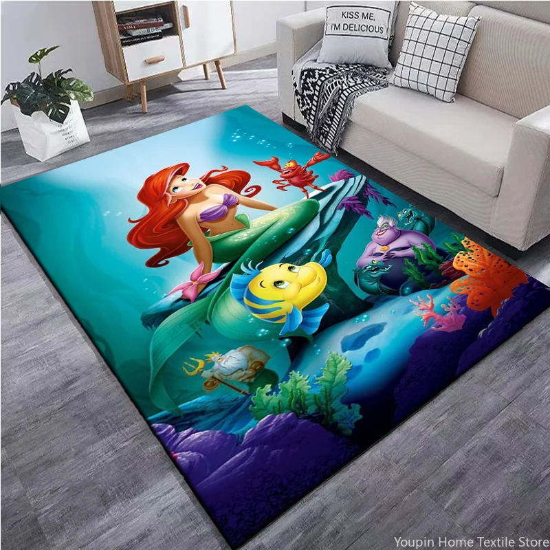 Disney Little Mermaid Kids Non-slip Large Area Rug 3D Carpet for Home Living Room the Bedroom Sofa Doormat Decor Gift MINISO Mat