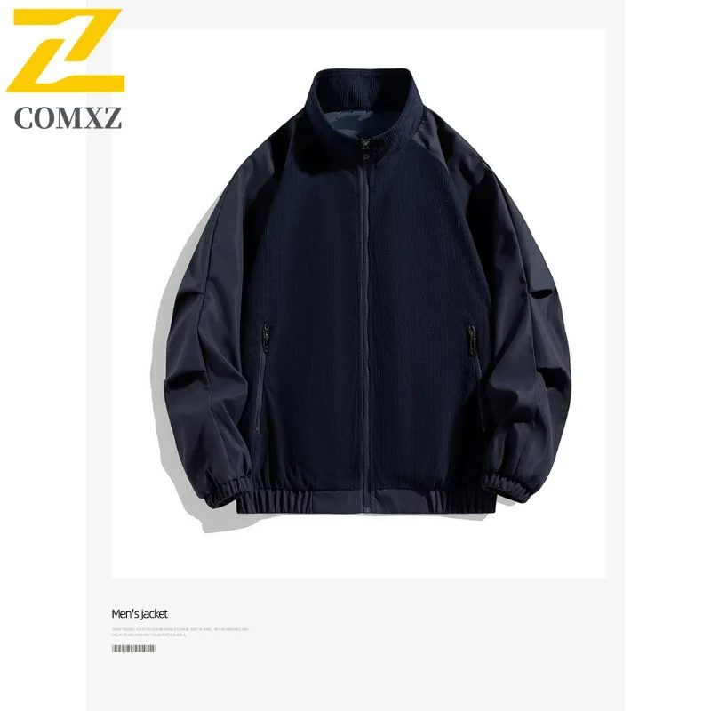 COMXZ Men Jacket 2025 Corduroy Casual Loose Fit American Style Autumn Outdoor Travel Hiking Coat Lightweight Breathable Jacket
