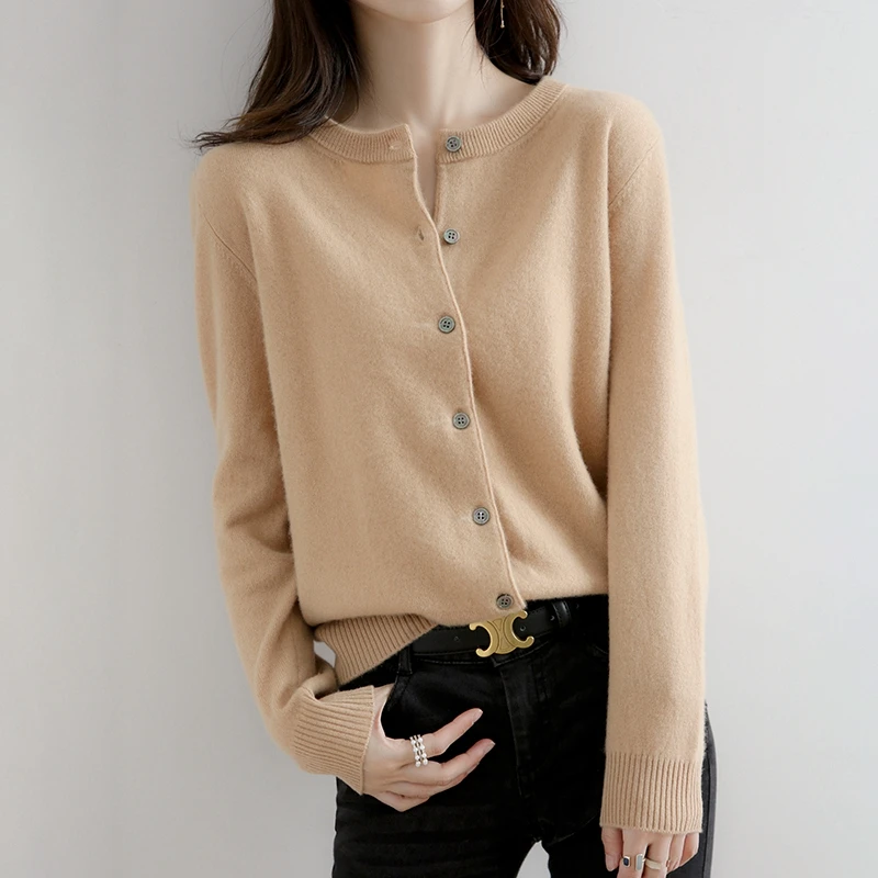 سترة نسائية محبوكة عصرية جديدة للربيع والخريف برقبة دائرية، سترة بأزرار بأكمام طويلة، بلوزة نسائية محبوكة -ZD021 #6