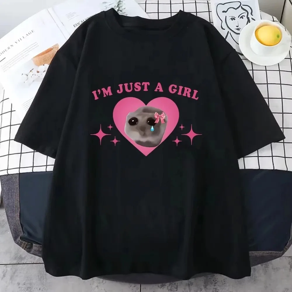 2026 Sad Hamster Funny Slogan Graphic T Shirt Unisex cotton Short Sleeve Summer Streetwear Daily Tops