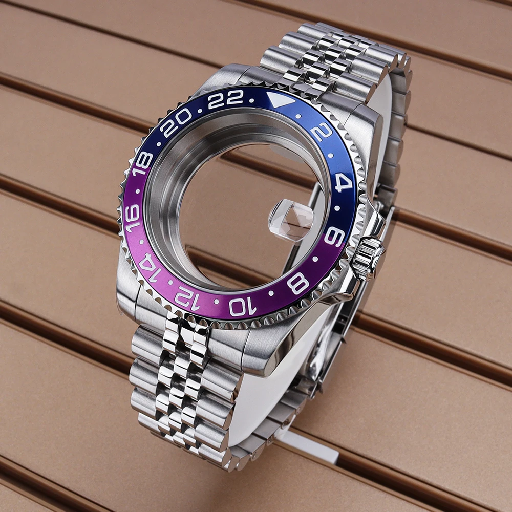 40mm Mechanical Watch Case Bracelet Slide Buckle Sapphire Crystal For SUB NH35 NH36 NH34 GMT NH38 Eta 2824 Miyota 8215 Movements